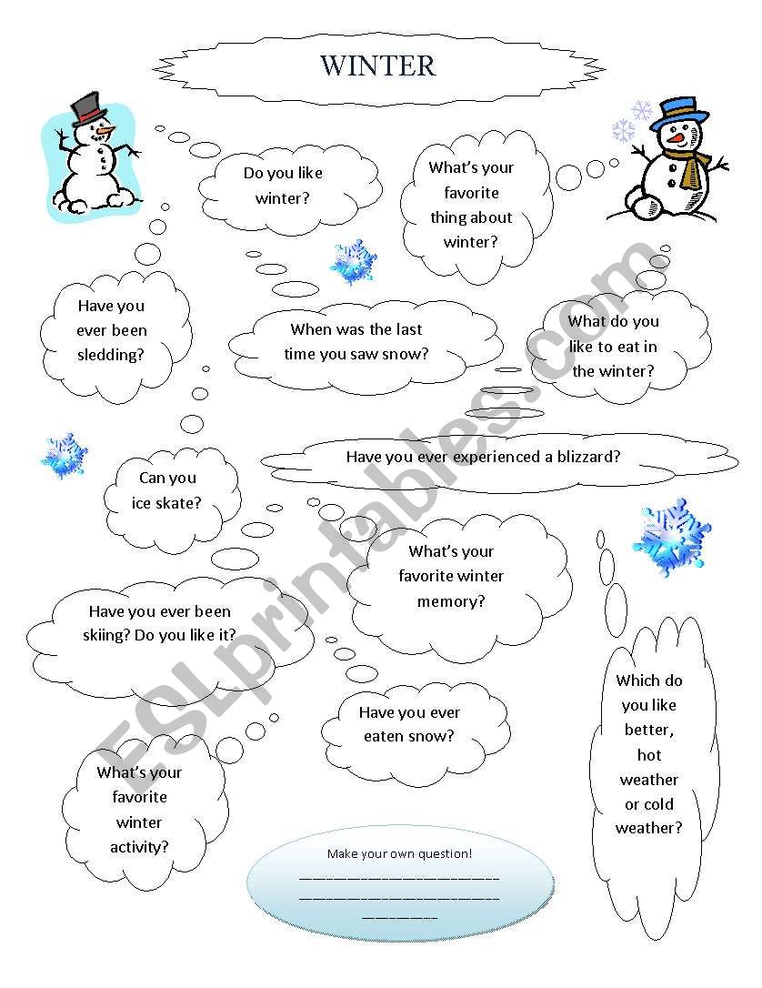 Winter Interview worksheet