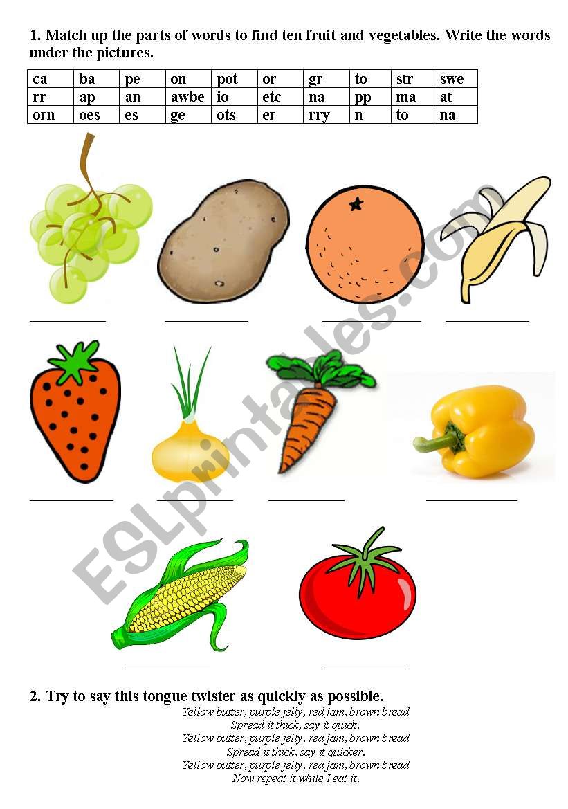 Food Vocabulary worksheet