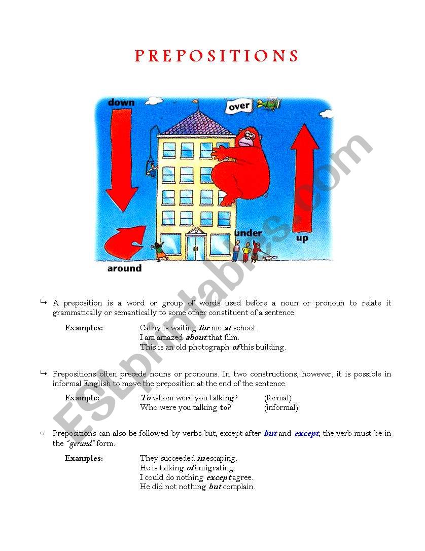 PREPOSITIONS worksheet