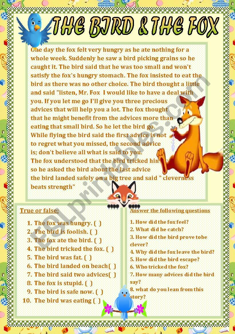 The bird and the fox worksheet