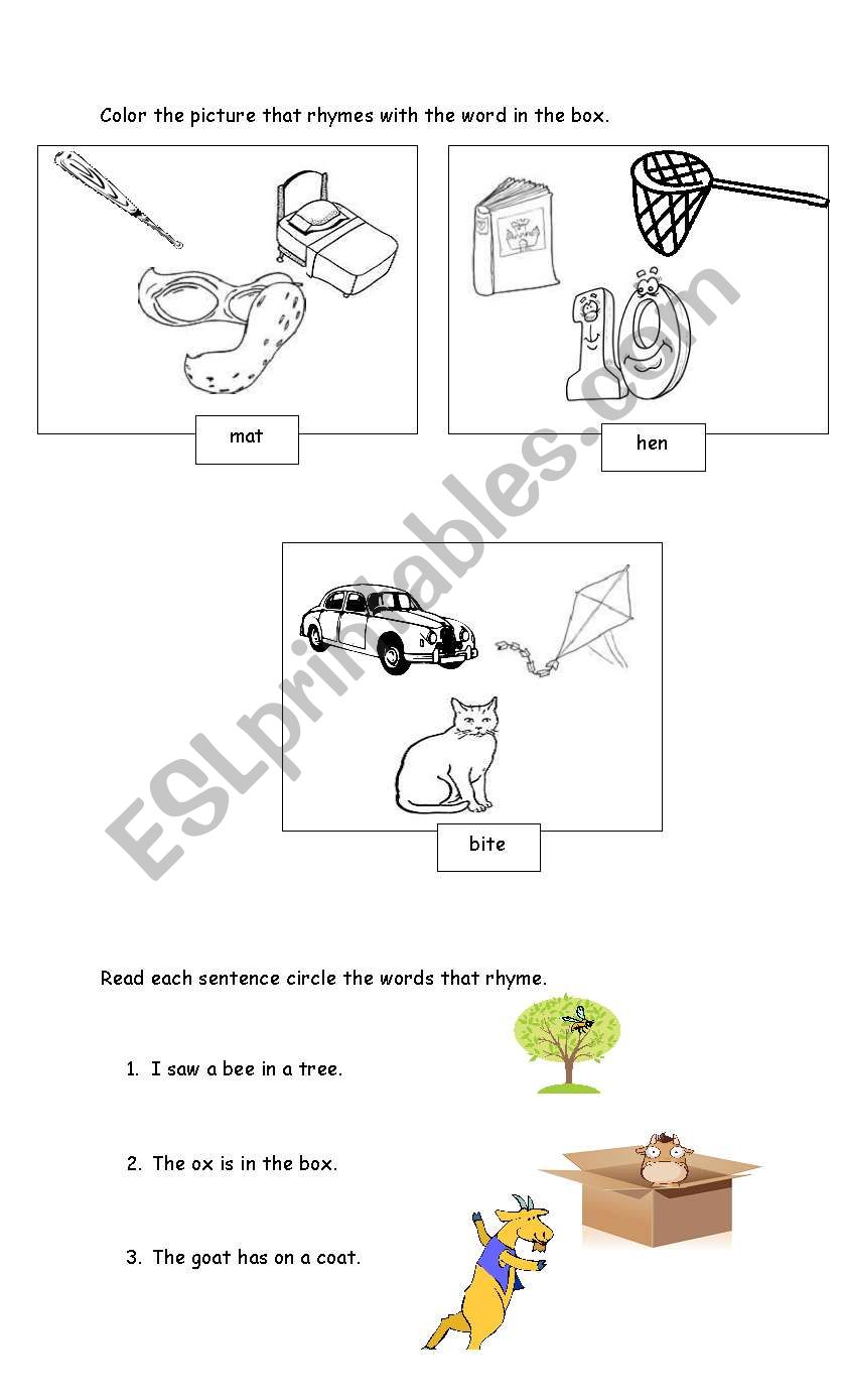 Phonics Rhyme worksheet