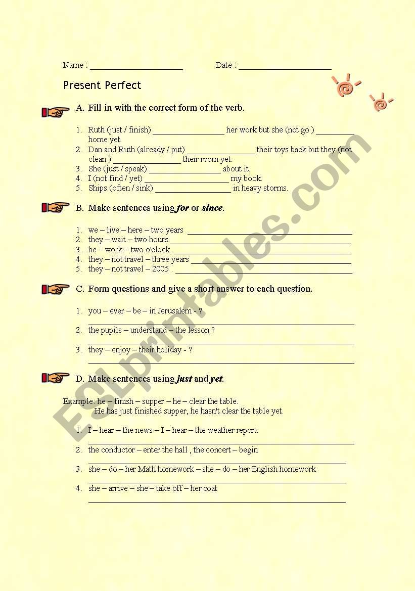 Present Perfect Simple worksheet