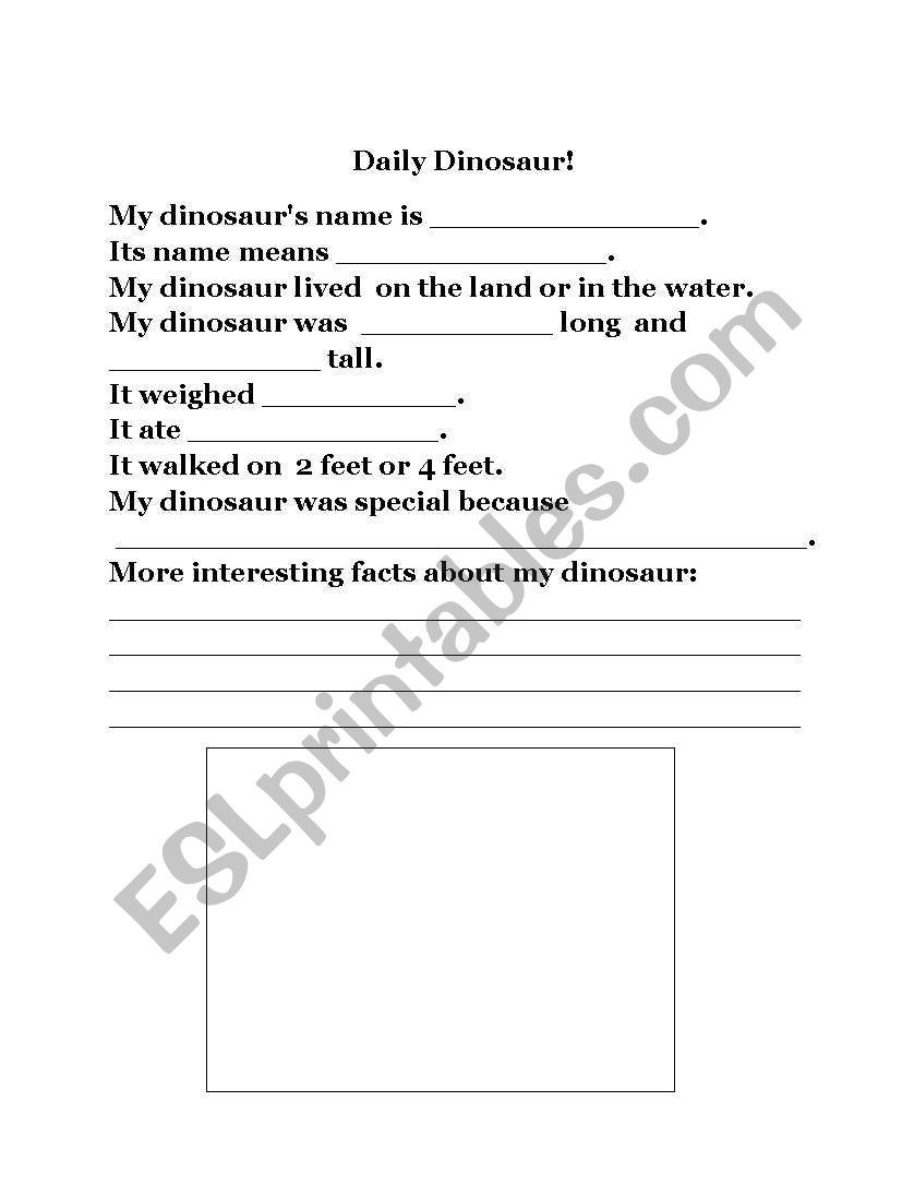 Daily Dinosaur worksheet