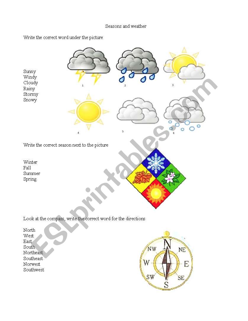 seasons and weather worksheet