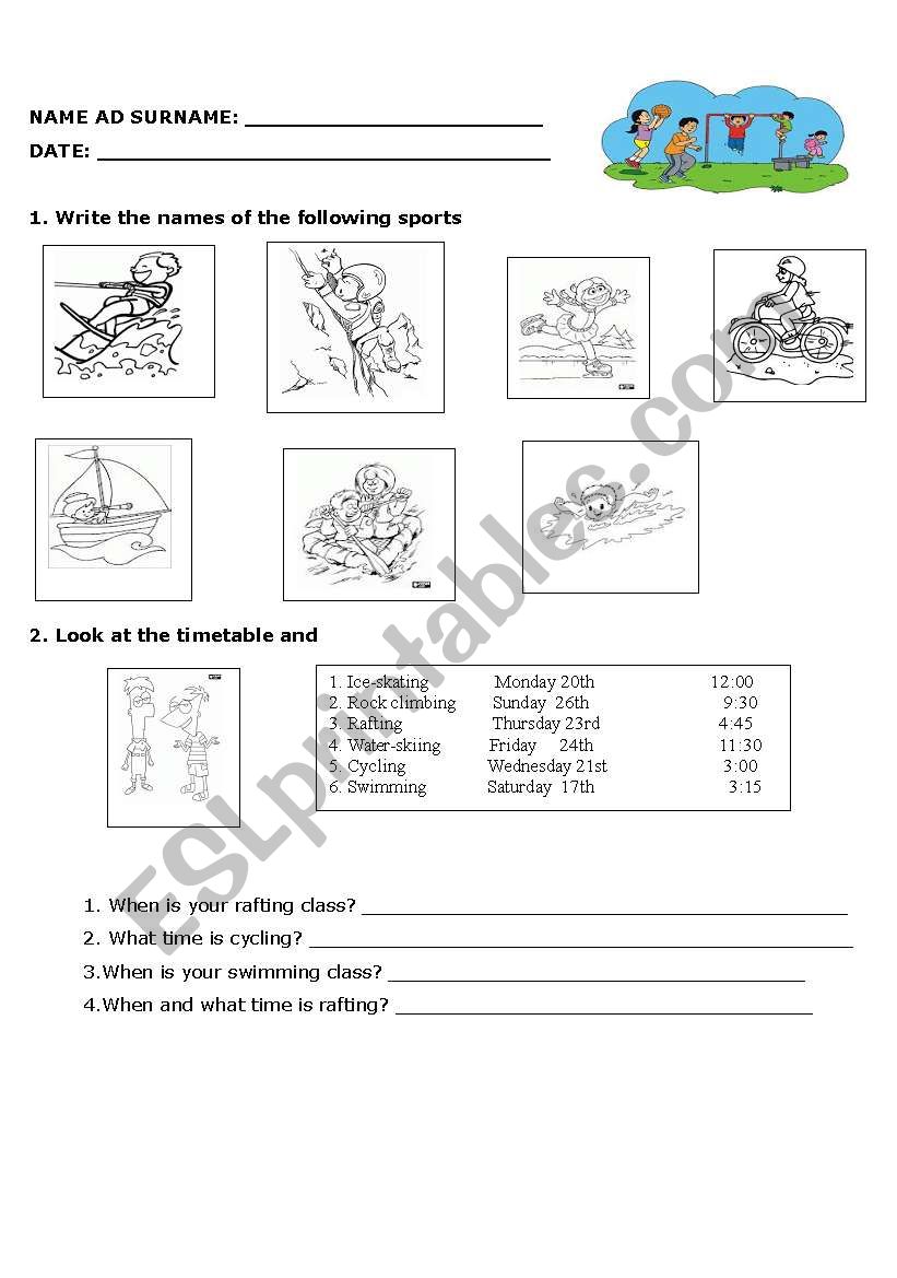WHATS  YOUR FAVOURITE SPORT? worksheet