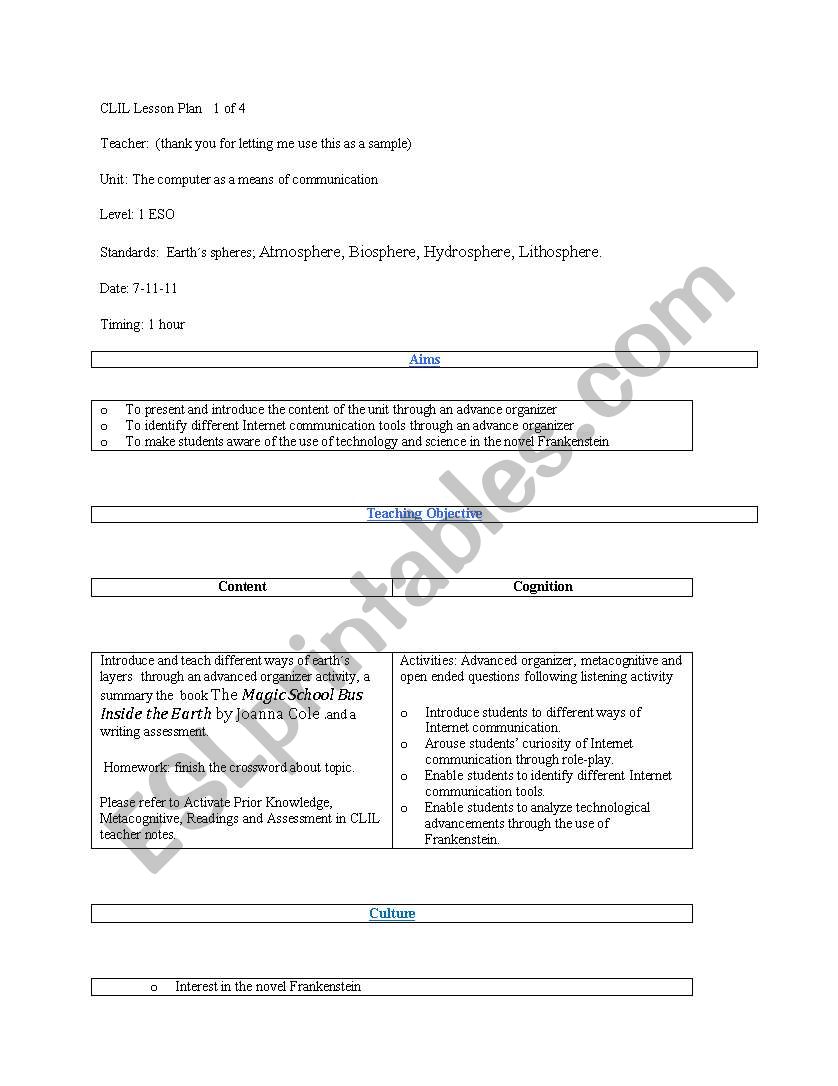 Layers of the earth  worksheet