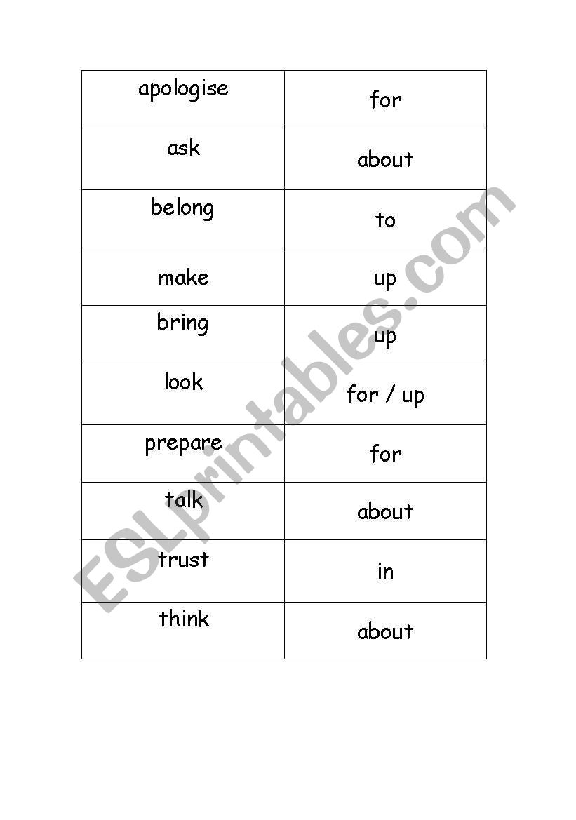 prepositions matching cards worksheet