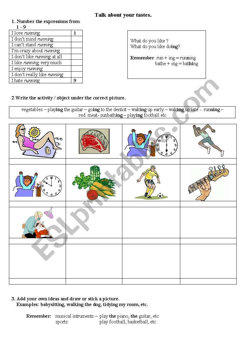 Hobbies Discussion worksheet