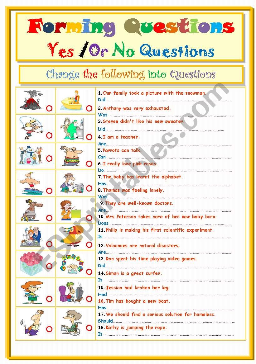 Yes No Questions Interactive And Downloadable Worksheet You Can Do The 