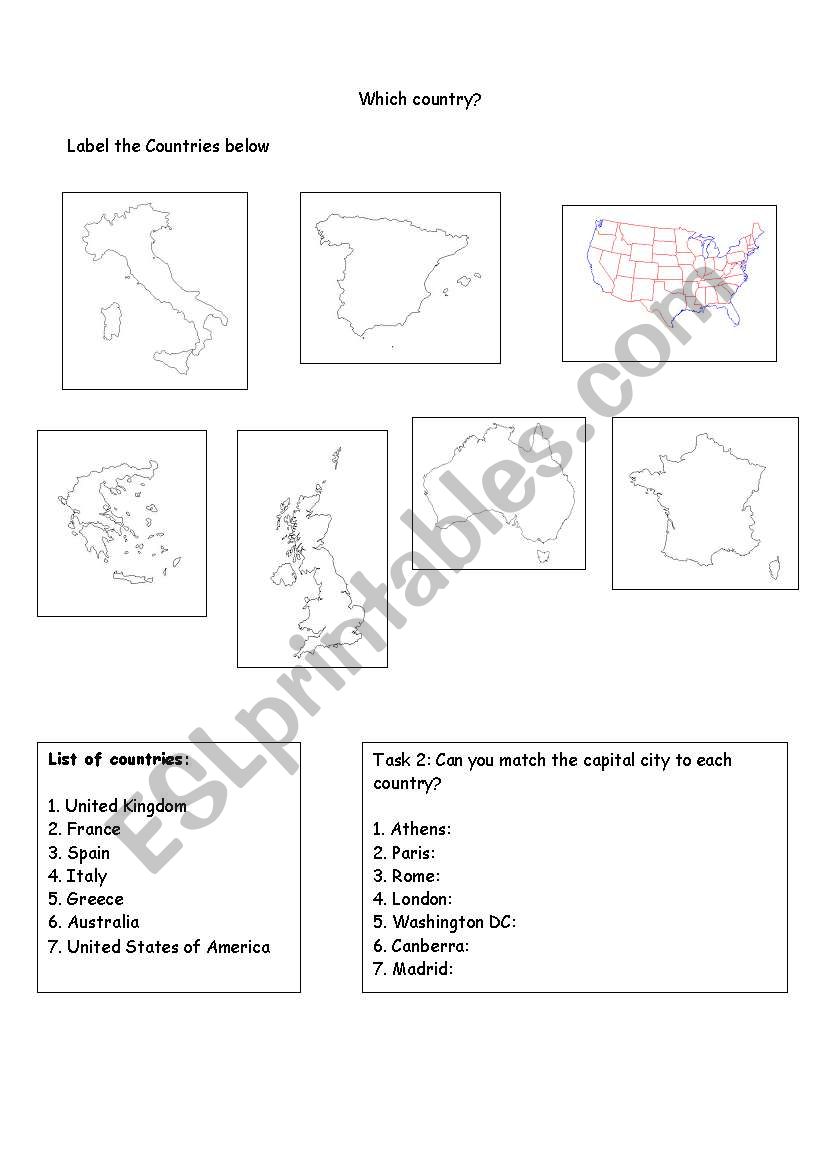 Which country? worksheet