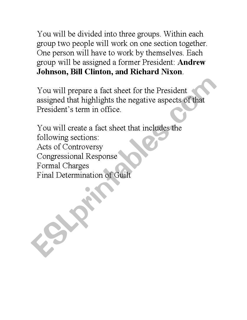 impeachment group acivity worksheet