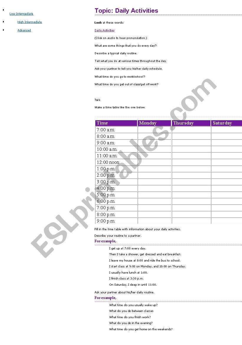 present simple worksheet