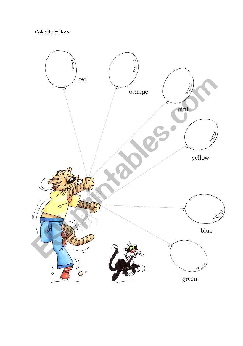 color the ballons worksheet