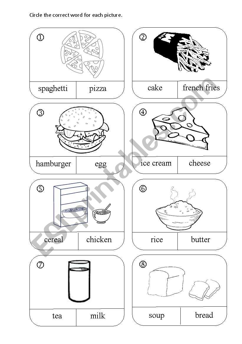 food worksheet worksheet