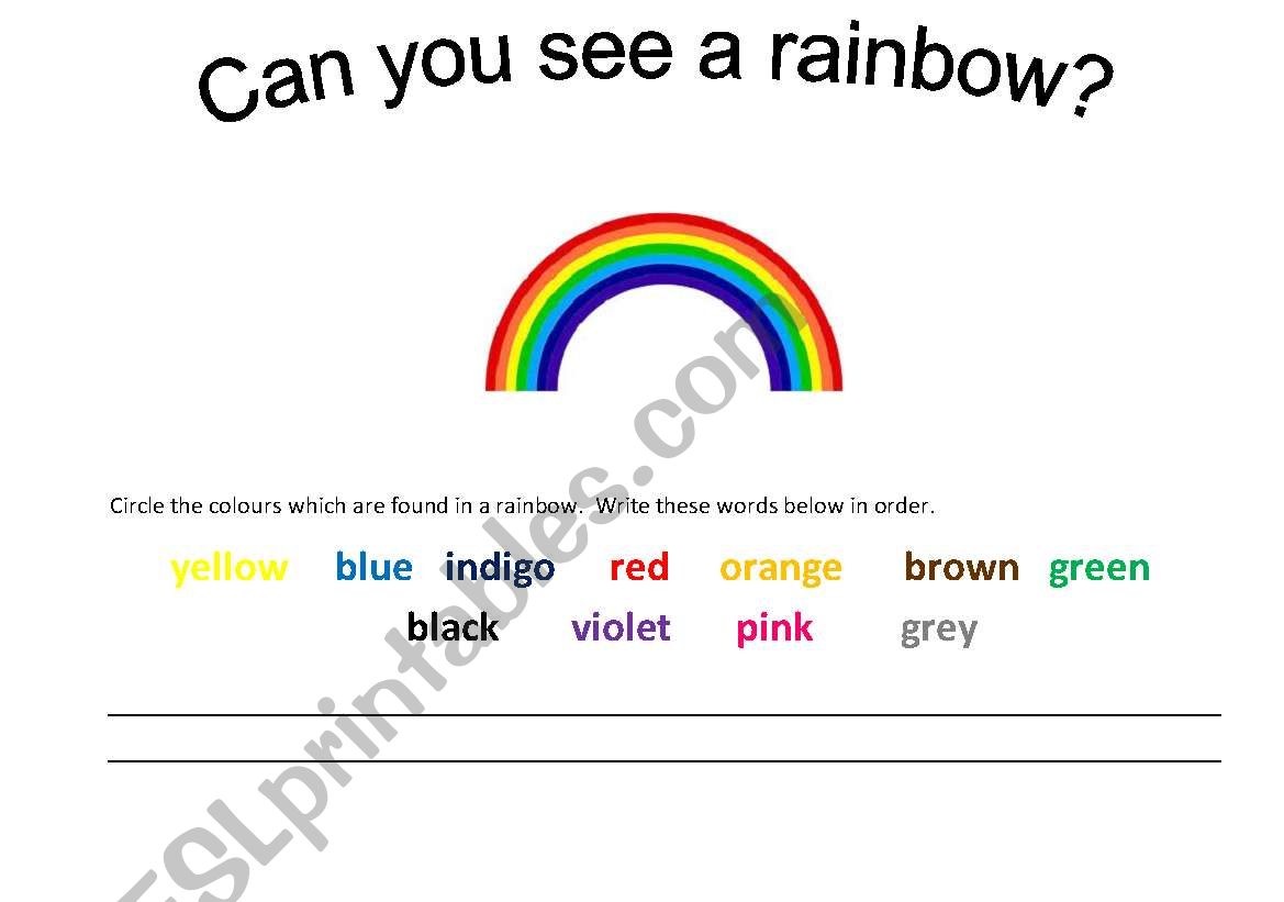 Science rainbow activity - colours