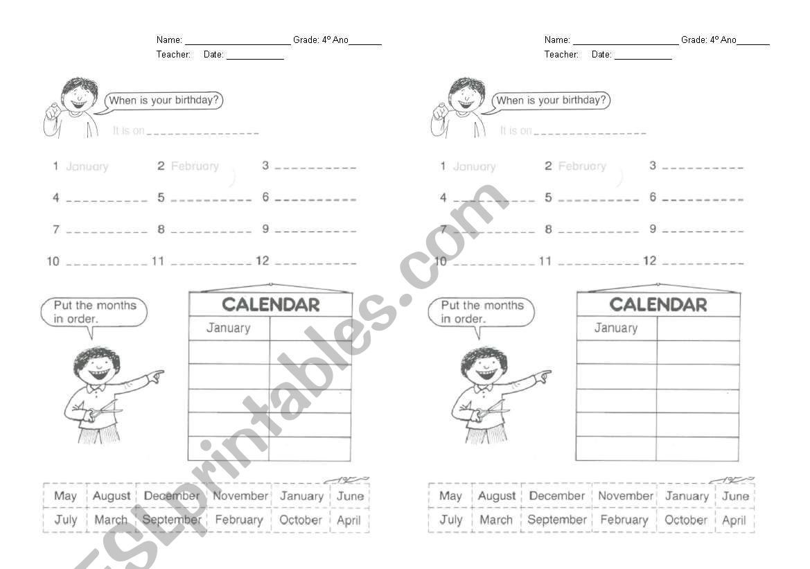 Months of the Year worksheet