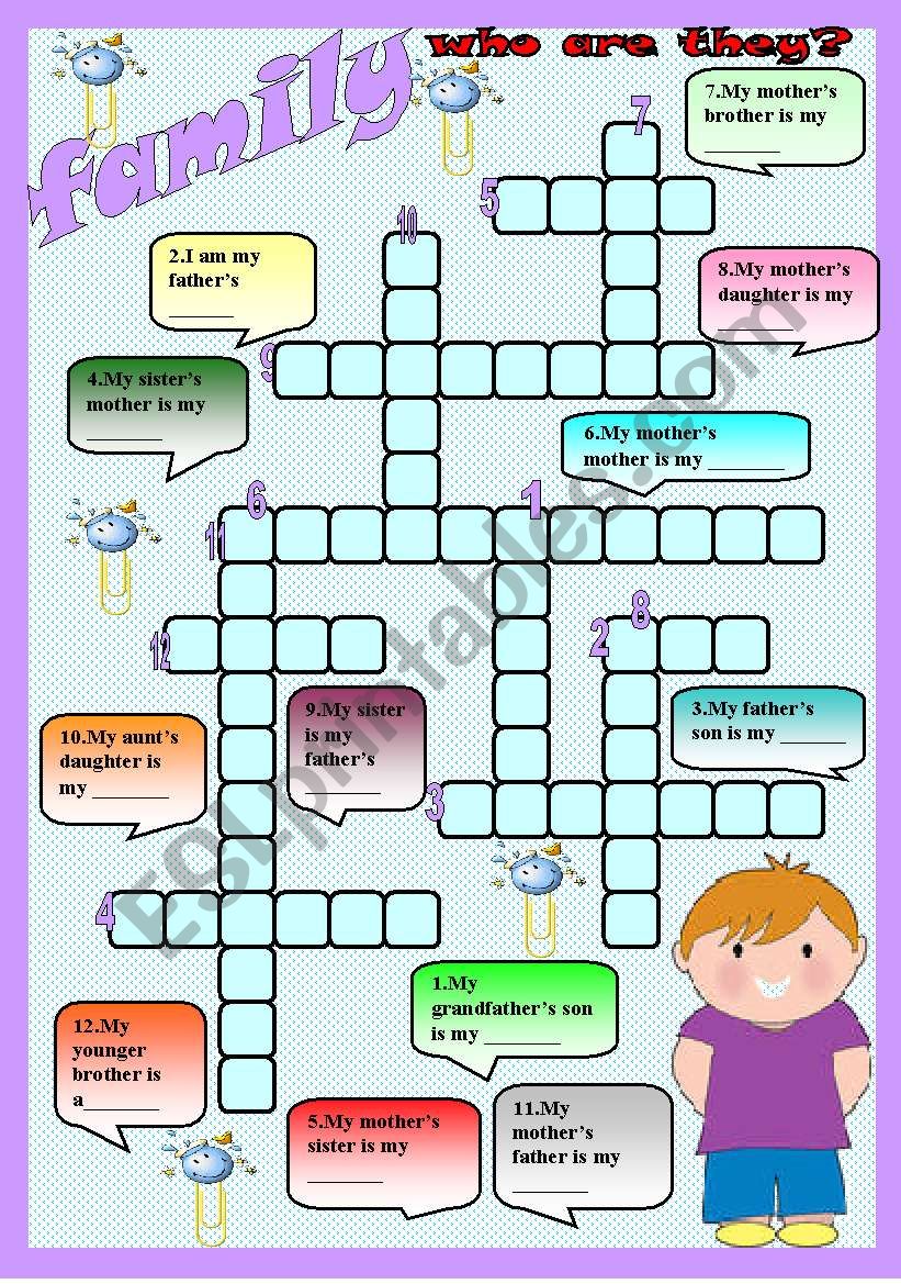 family crossword ESL worksheet by LILIAAMALIA