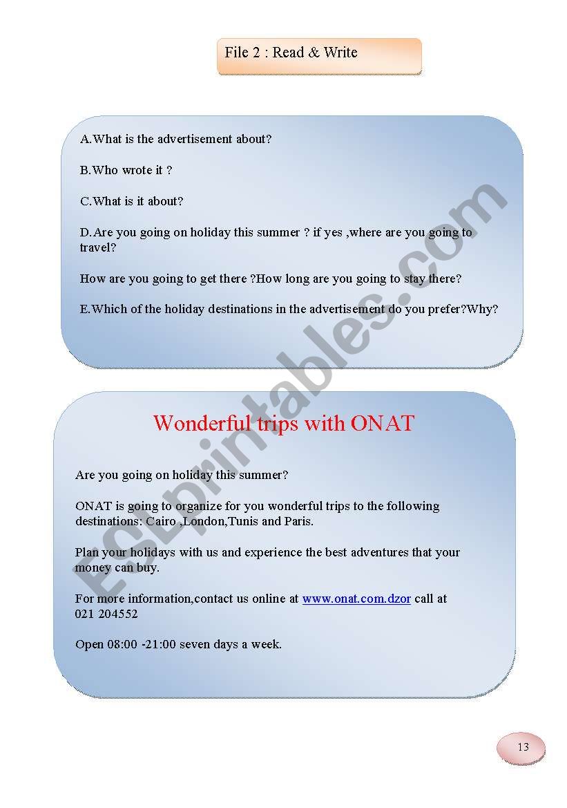 advertisement worksheet