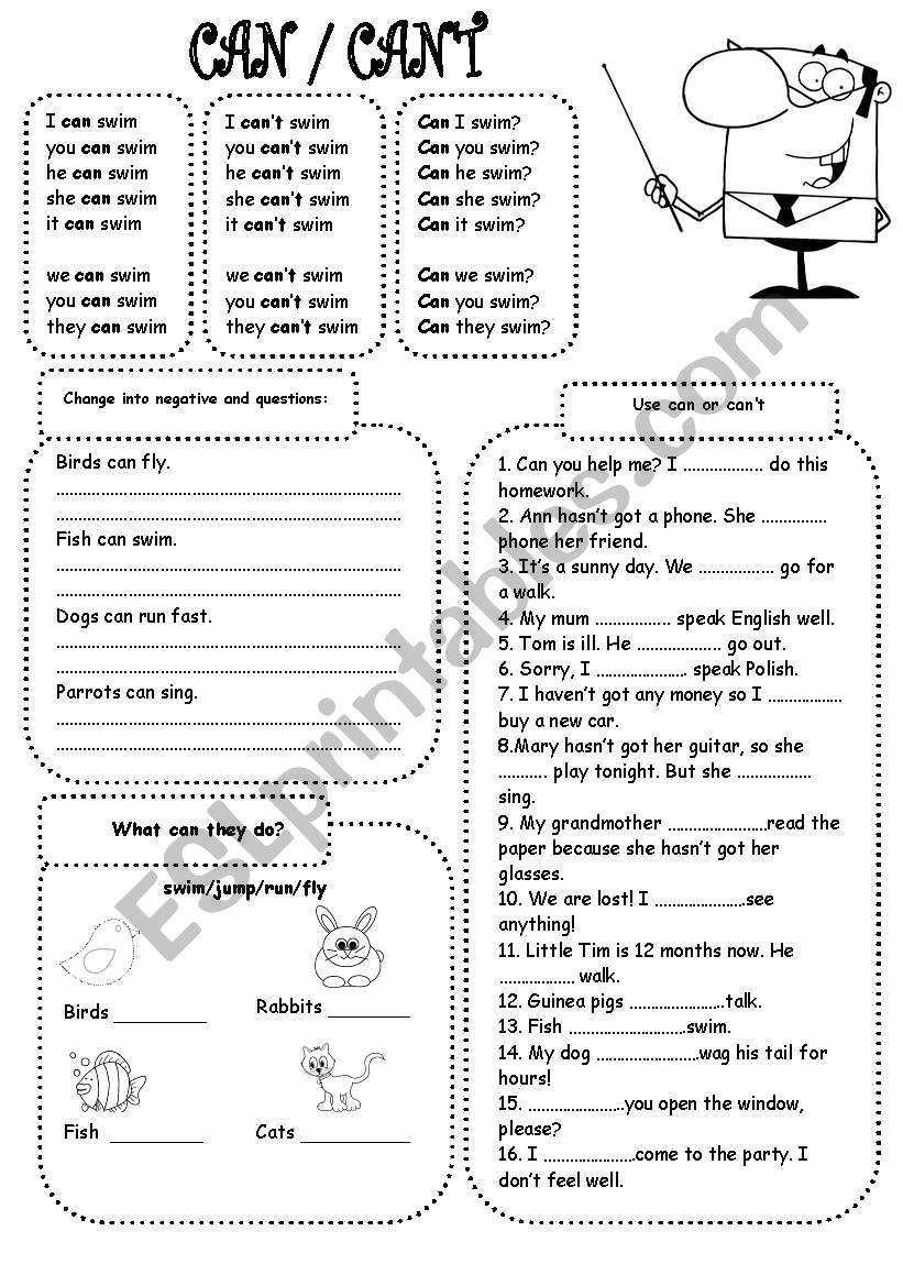 CAN/CANT worksheet