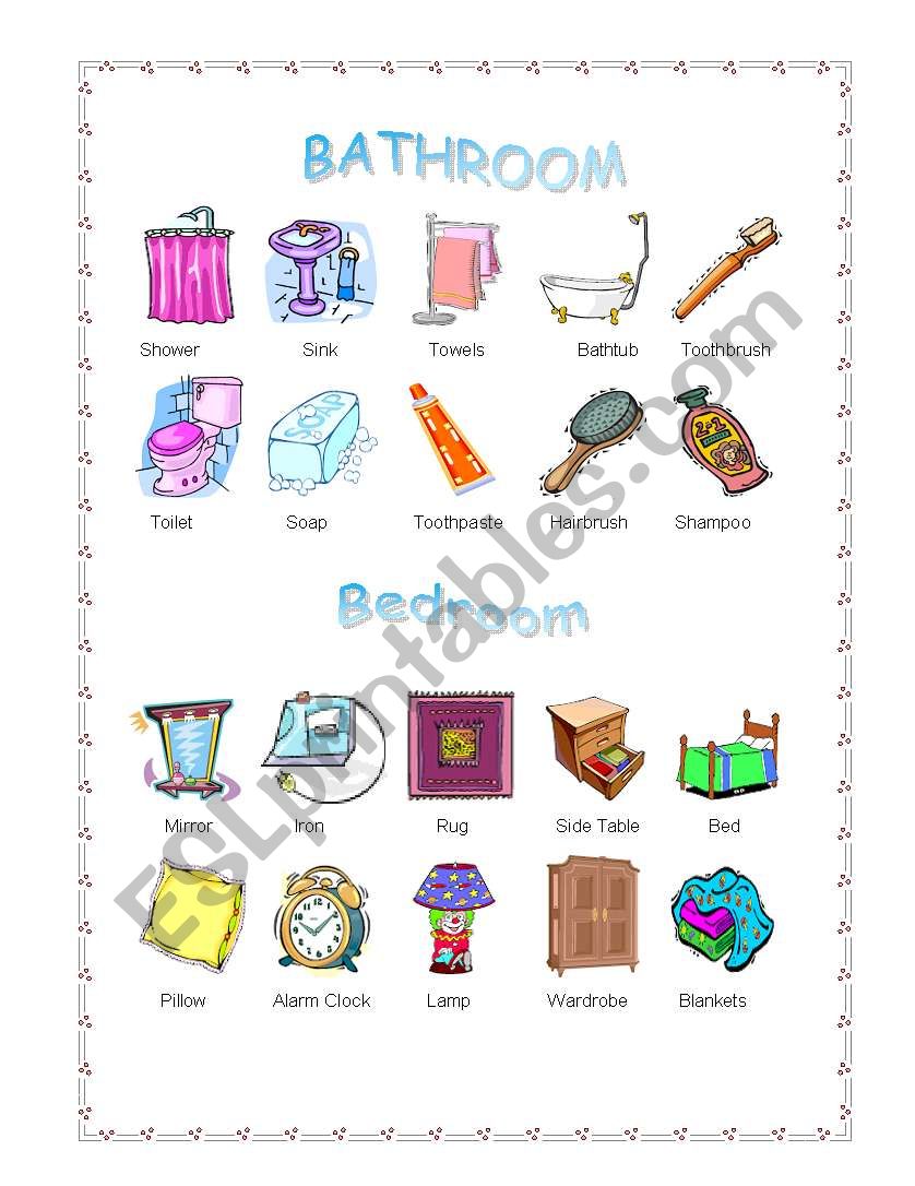 Things around the house worksheet