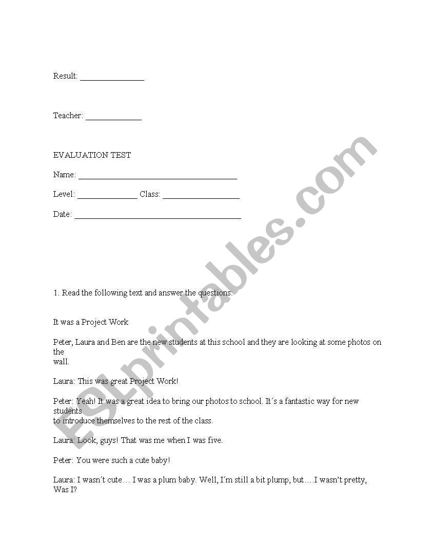 test of simple past tense worksheet