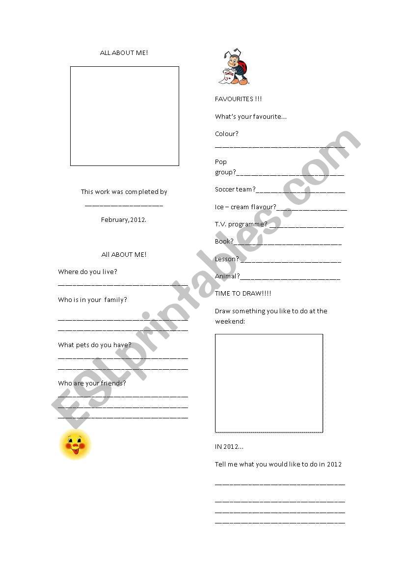 All about me worksheet