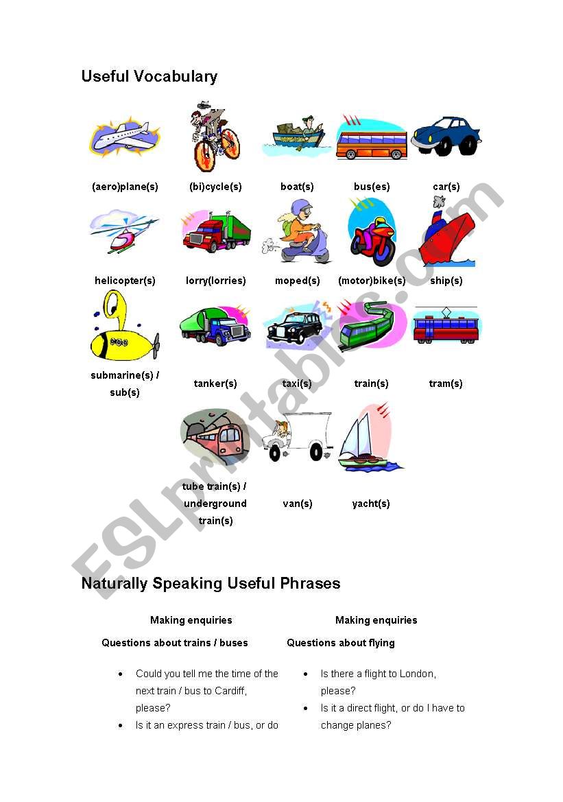 Transports worksheet