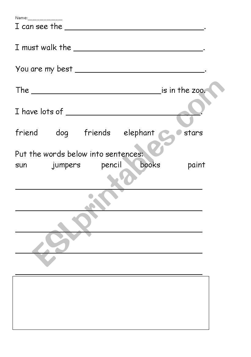 Plurals worksheet worksheet