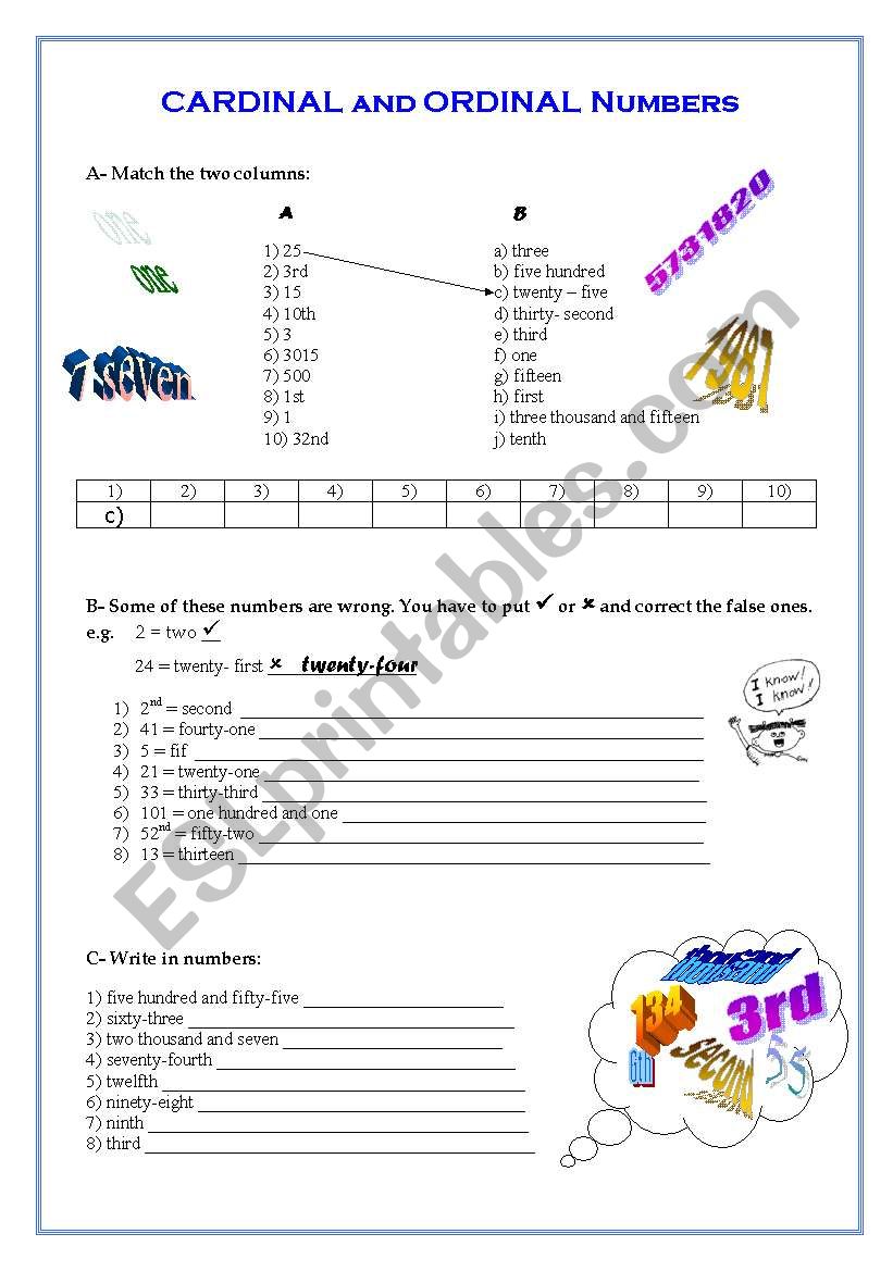  Cardinal Numbers Worksheet 1 To 10 446