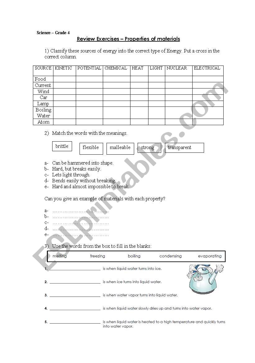 Science Grade 4 - Properties of materials