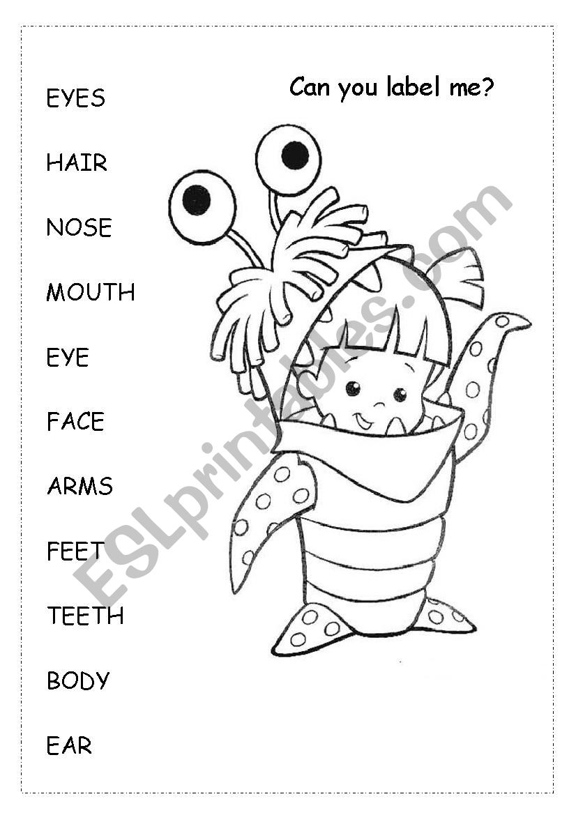 Can you label me? worksheet