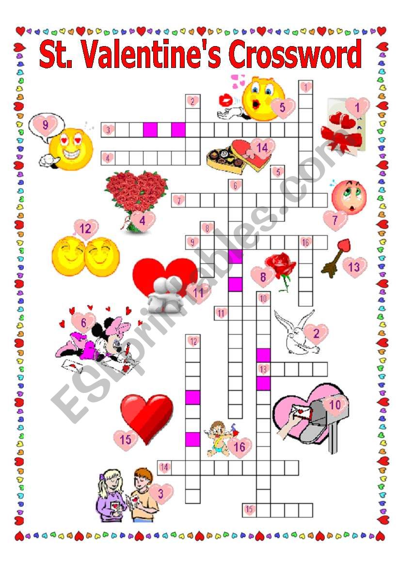 St.Valentine´s #5. Crossword - ESL worksheet by IceQueeny