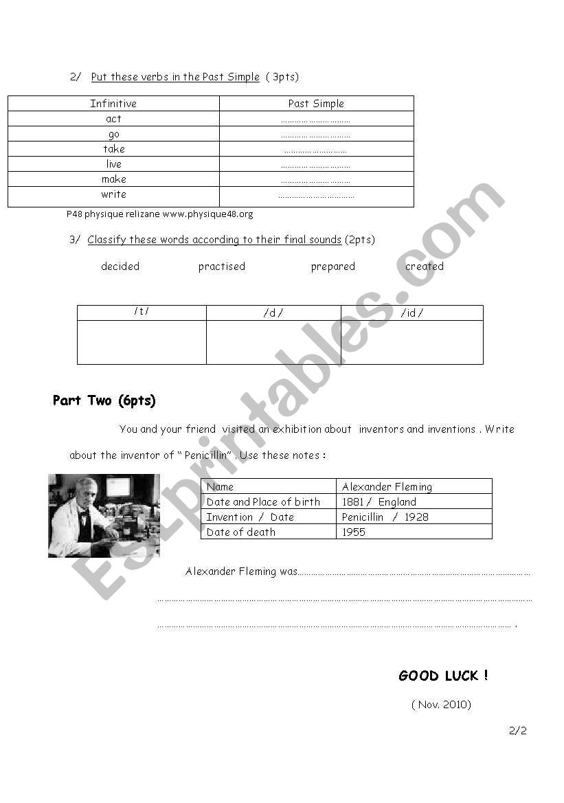 activities worksheet