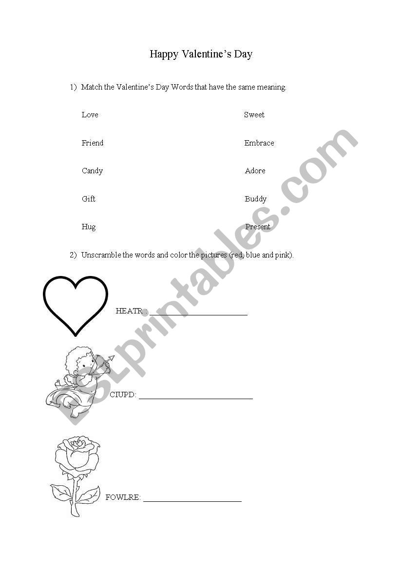 Valentines Day worksheet