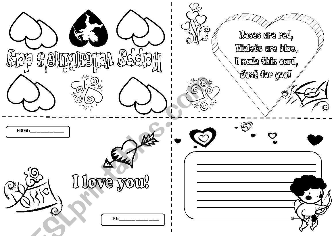 Saint Valentine´s day card ESL worksheet by serennablack