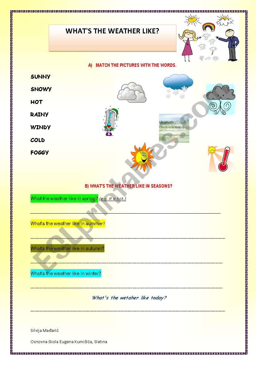 What´s the weather like? - ESL worksheet by arlena87