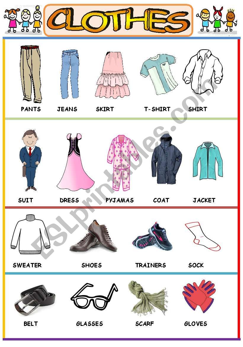 clothes - ESL worksheet by brcnvrl83