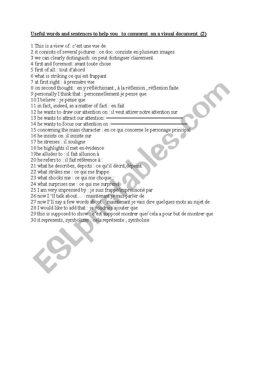 methodology vocabulary for a visual document