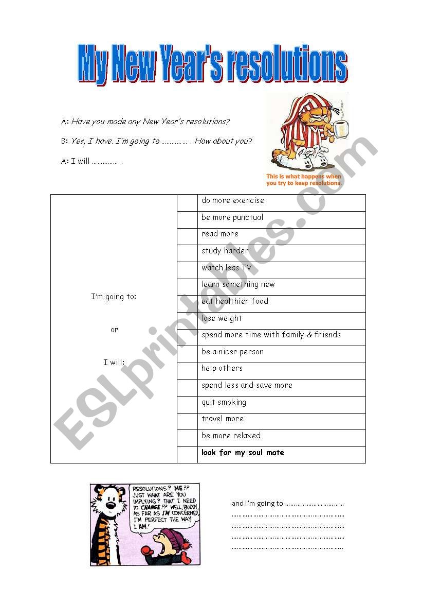 New Year´s Resolutions Worksheet - Esl Worksheet By Ariyapa