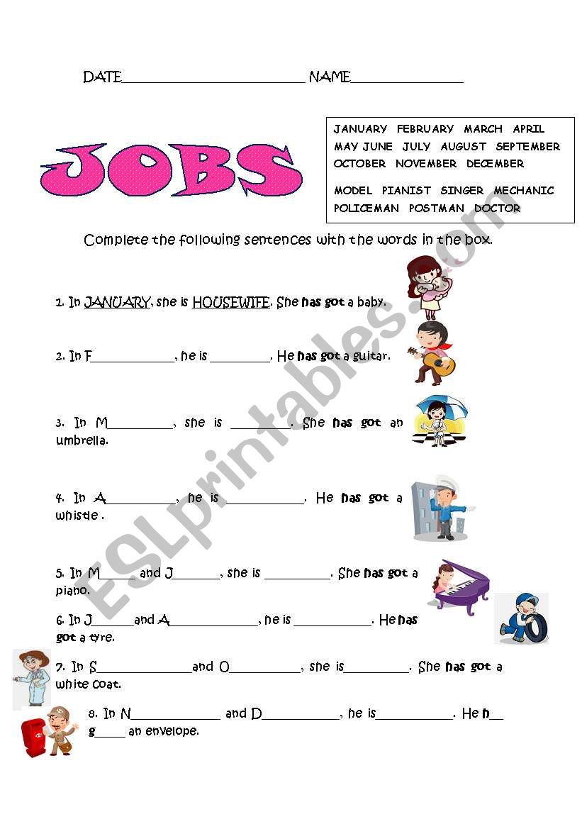 Jobs worksheet