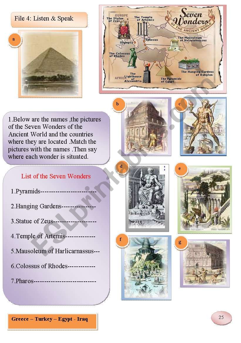 THE SEVEN WONDERS worksheet