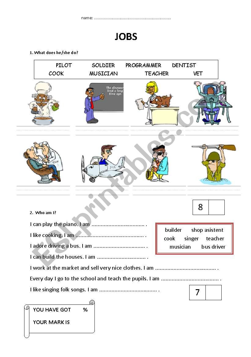 Jobs worksheet