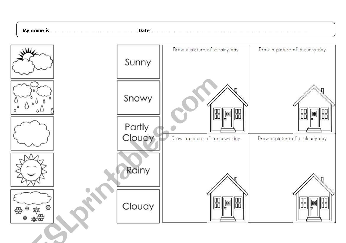 Weather matching and drawing - ESL worksheet by pmmfilipe1