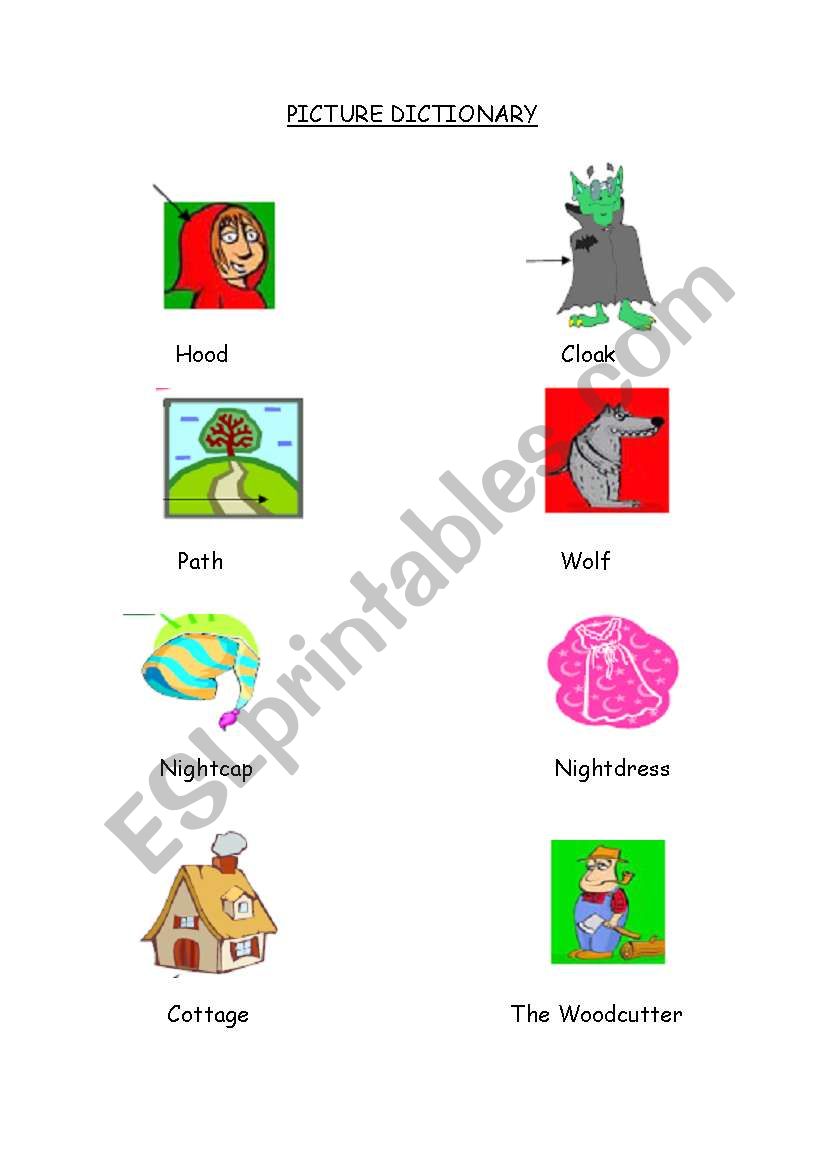 picture dictionary for little red riding hood