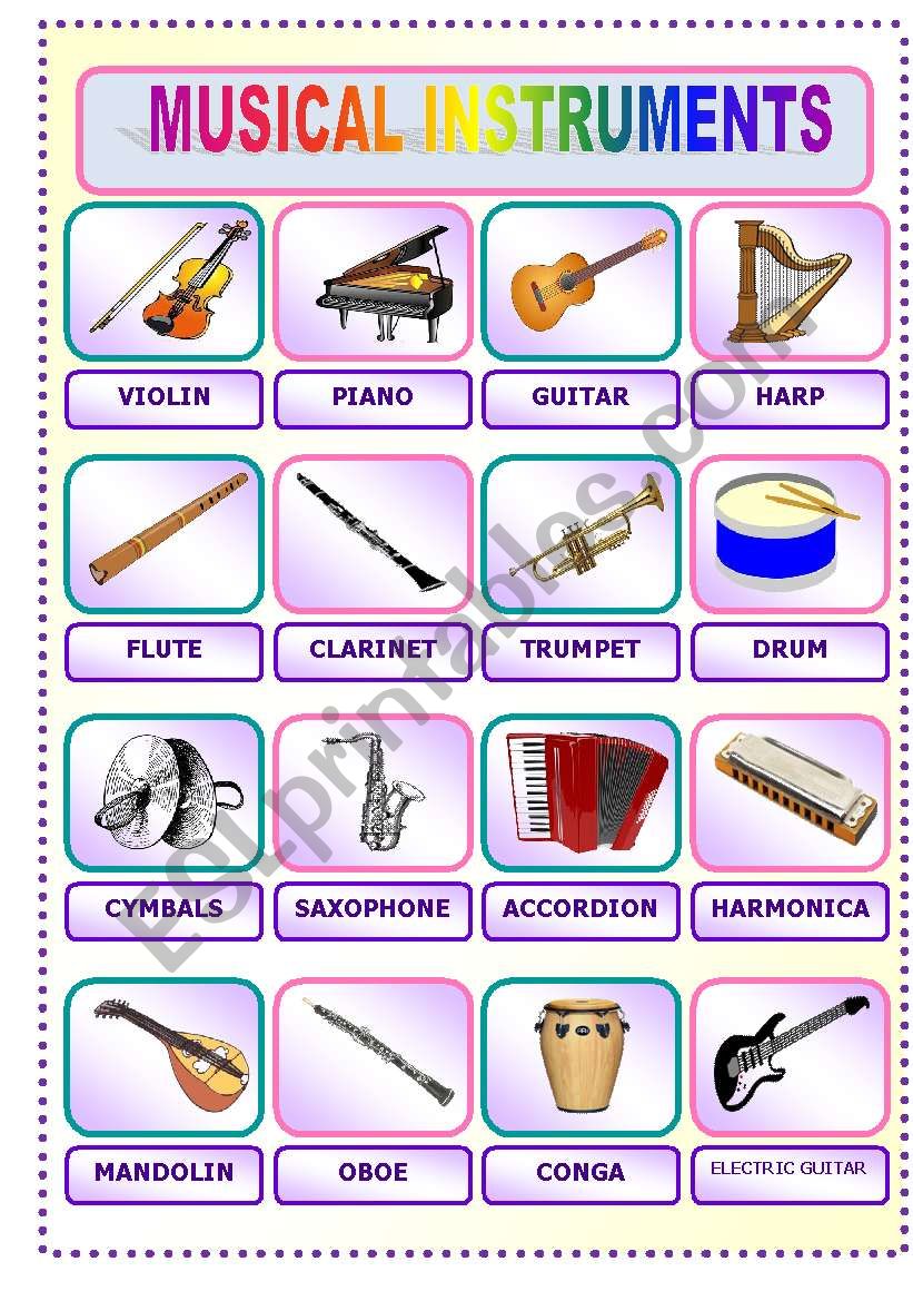 Musical Instruments - ESL worksheet by latty