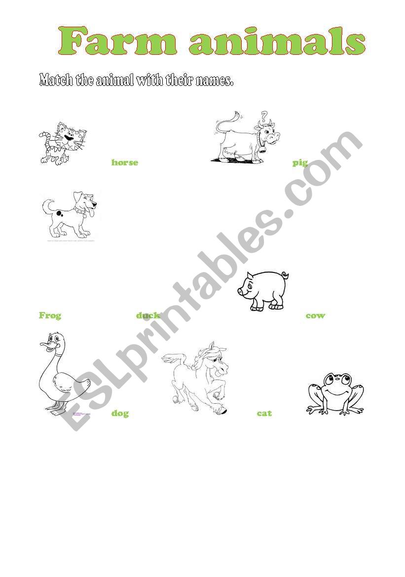 Farm animals and numbers worksheet