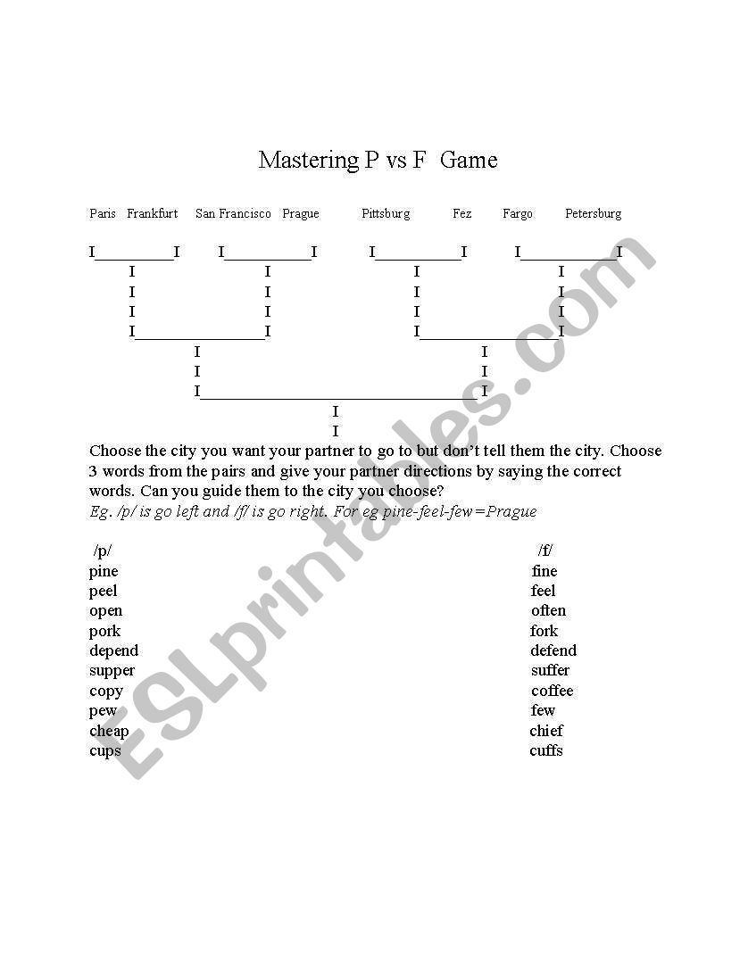 Mastering P vs F worksheet