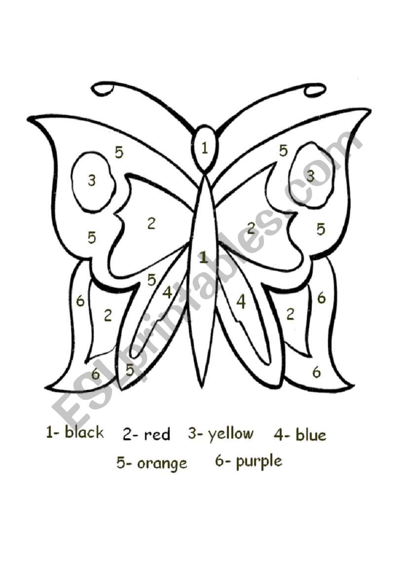 Butterfly Colour By Number ESL Worksheet By Miki6