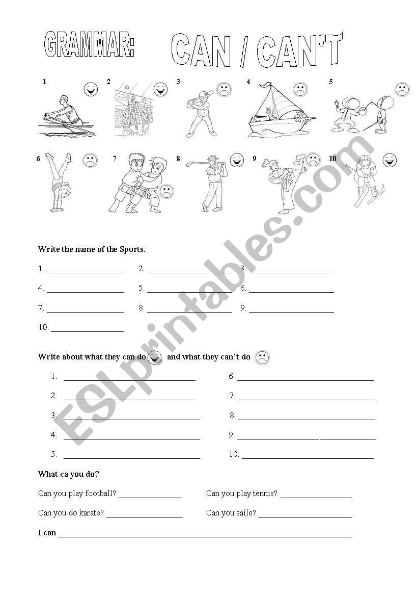 Can / Cant worksheet