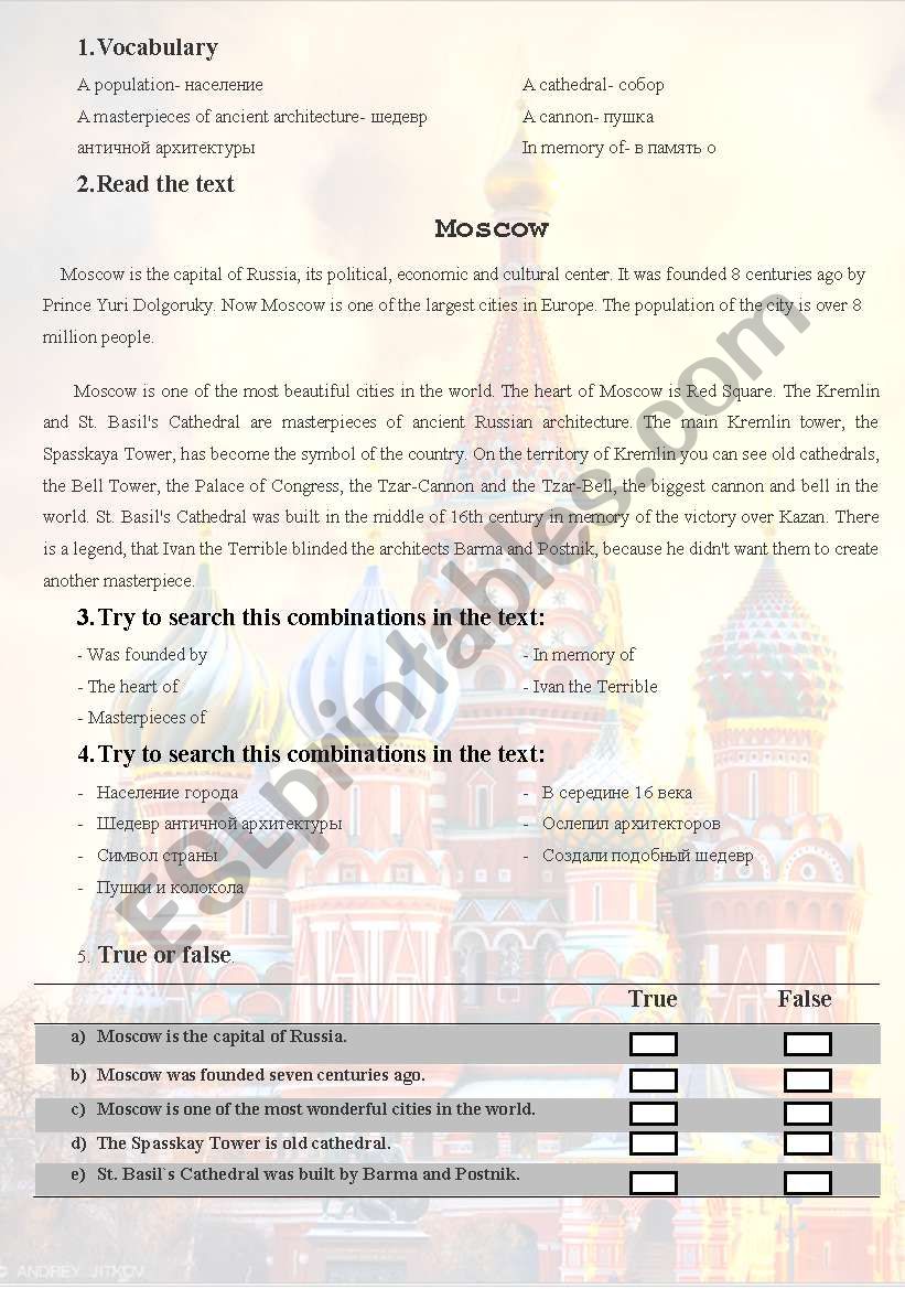 moscow worksheet